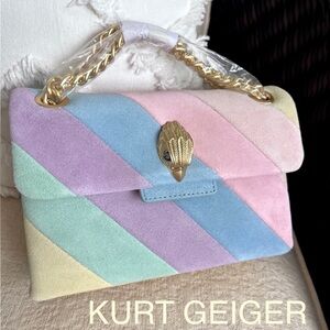 KURT GEIGER Mini Suede PASTEL RAINBOW color block Crossbody / shoulder bag